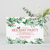 Invitation Festive Holly Holiday Party (Debout devant)