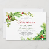 Invitation Festive Holly Noël corporatif Fête de Fêtes (Devant)