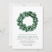 Invitation Festive Holly Wreath Christmas HOLIDAY BRUNCH (Devant)