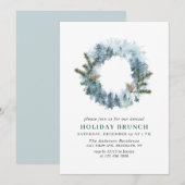 Invitation Festive Holly Wreath Christmas HOLIDAY BRUNCH (Devant / Derrière)