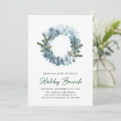 Invitation Festive Holly Wreath Christmas Holiday Brunch (Debout devant)