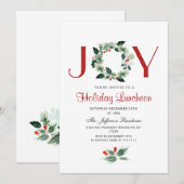 Invitation Festive Holly Wreath Fête Déjeuner de Noël (Devant / Derrière)