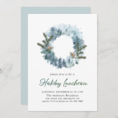 Invitation Festive Holly Wreath Noël (Devant / Derrière)