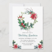 Invitation Festive Holly Wreath Noël (Devant)