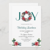 Invitation Festive Holly Wreath Noël (Devant / Derrière)