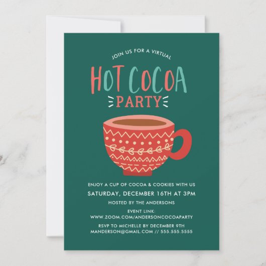 Invitation Festive Hot Cocoa Virtual Holiday Party (Devant)