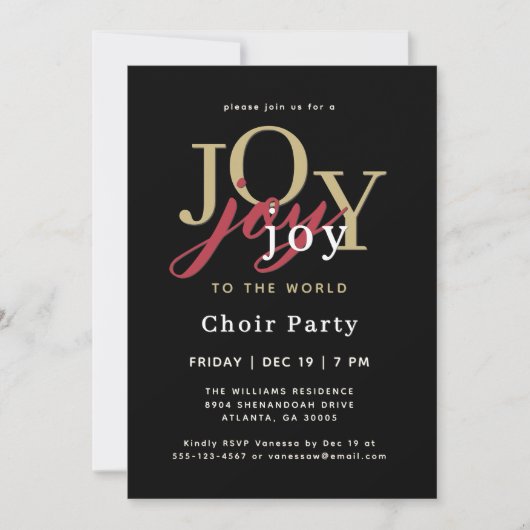 Invitation Festive Joy à l'Invitation du World Choir Party (Devant)
