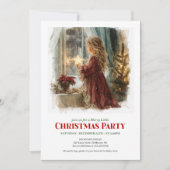 Invitation Festive little girl holding shining star printable (Devant)