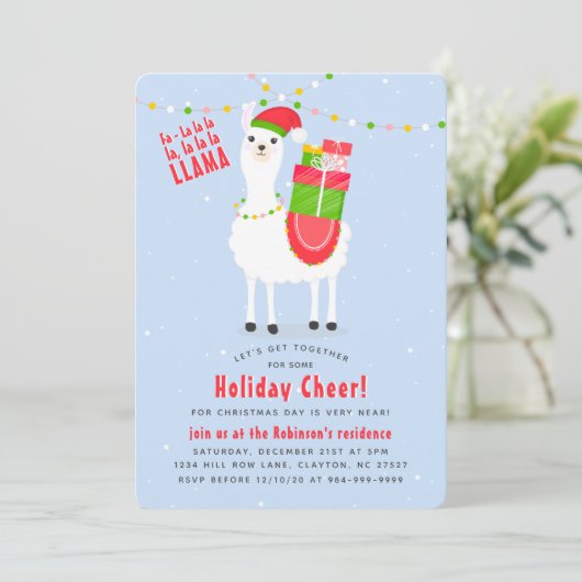 Invitation Festive Llama Christmas (Debout devant)