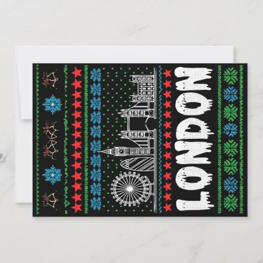 Invitation Festive Londres Royaume-Uni Noël laid (Devant)