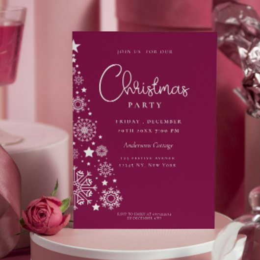 Invitation Festive Magenta Corporate Christmas Party