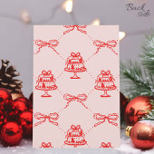 Invitation Festive Main tirée rouge et rose Bow fête de Noël