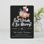 Invitation Festive Manger Boire & Soyez Joyeux! (Debout devant)