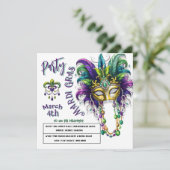 Invitation Festive Mardi Gras et Fleur Des Lis (Debout devant)