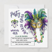 Invitation Festive Mardi Gras et Fleur Des Lis (Devant)