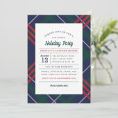Invitation Festive Marine Green Red Tartan Plaid Holiday Part (Debout devant)
