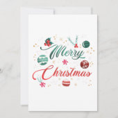 Invitation Festive Merry Christmas Typography with Ornaments (Devant)