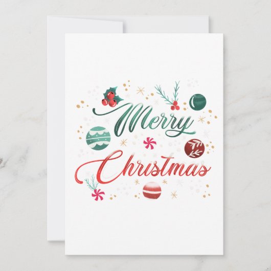 Invitation Festive Merry Christmas Typography with Ornaments (Devant)