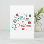 Invitation Festive Merry Christmas Typography with Ornaments (Debout devant)