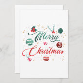 Invitation Festive Merry Christmas Typography with Ornaments (Devant / Derrière)