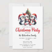 Invitation Festive mignonne pingouins fête de Noël (Devant)