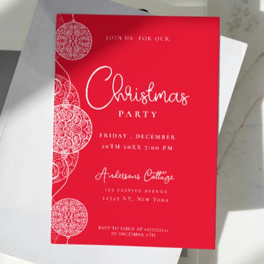 Invitation Festive mignonne Red Christmas Party