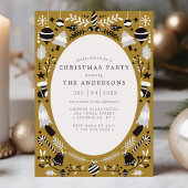 Invitation Festive moderne Black Gold Fête de Noël