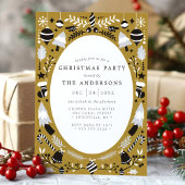 Invitation Festive moderne Black Gold Fête de Noël
