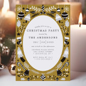Invitation Festive moderne Black Gold Fête de Noël