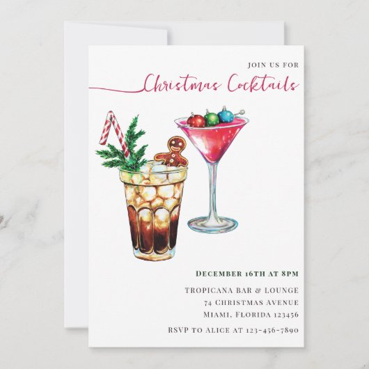 Invitation Festive moderne Cocktail de Noël (Devant)