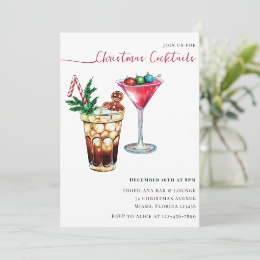 Invitation Festive moderne Cocktail de Noël (Debout devant)