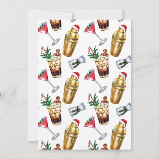 Invitation Festive moderne Cocktail de Noël (Dos)