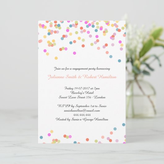 Invitation Festive moderne Confetti (Debout devant)
