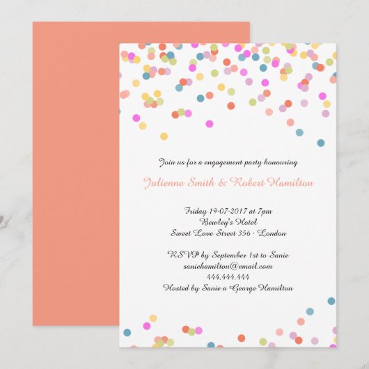 Invitation Festive moderne Confetti (Devant / Derrière)