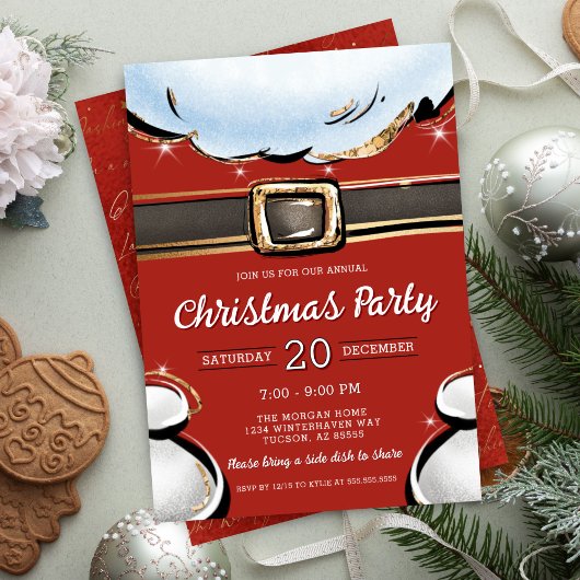 Invitation Festive moderne Père Noël Belly Noël Party
