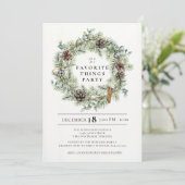 Invitation Festive Natural Wreath Holiday Open House Invitati (Debout devant)