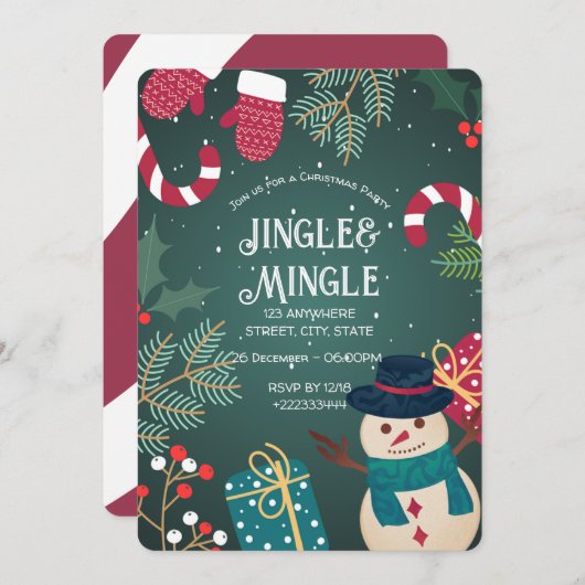 Invitation Festive Noël (Devant / Derrière)