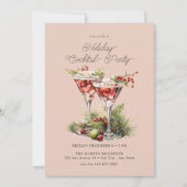 Invitation Festive Noël aquarelle Cocktail (Devant)