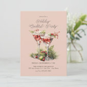 Invitation Festive Noël aquarelle Cocktail (Debout devant)