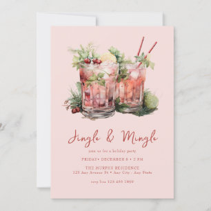 Invitation Festive Noël aquarelle Cocktail