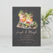 Invitation Festive Noël aquarelle Cocktail (Debout devant)