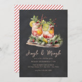 Invitation Festive Noël aquarelle Cocktail (Devant / Derrière)