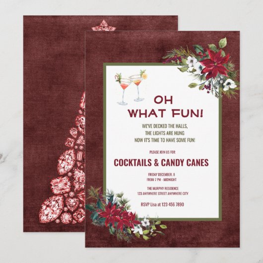 Invitation Festive Noël aquarelle Cocktail Party Invita (Devant / Derrière)