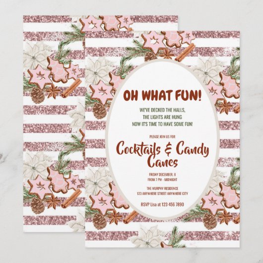 Invitation Festive Noël aquarelle Cocktail Party Invita (Devant / Derrière)
