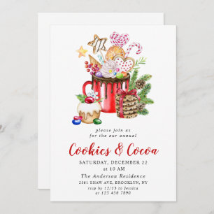 Invitation Festive Noël Cookies et fête du cacao
