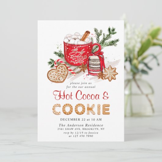 Invitation Festive Noël Cookies et fête du cacao (Debout devant)