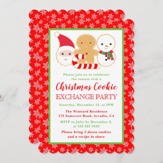 Invitation Festive Noël Cookies Exchange Party (Devant / Derrière)