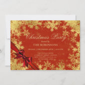 Invitation Festive Noël Gold & Red Ribbon (Devant)