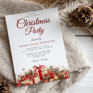 Invitation Festive Noël présente Fête de Noël d'entreprise