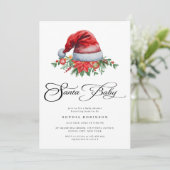 Invitation Festive Noël vacances Père Noël Baby shower (Debout devant)